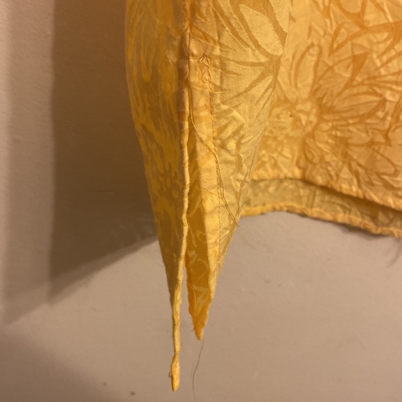 Maggie Sweet size 1X bright yellow short sleeve button down blouse with flower - Picture 4 of 11